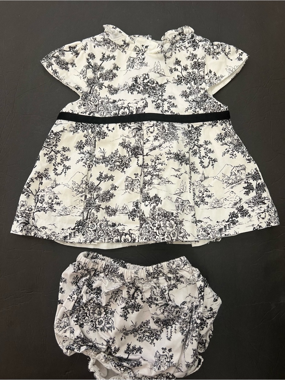 18-24m Janie and Jack Black & White Toile Dress with Matching Diaper Cover